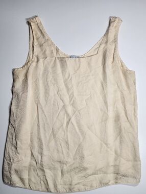 Lucie Ann II 100% Silk Blouse Womens Large Ivory Paisley Textured Tank Top